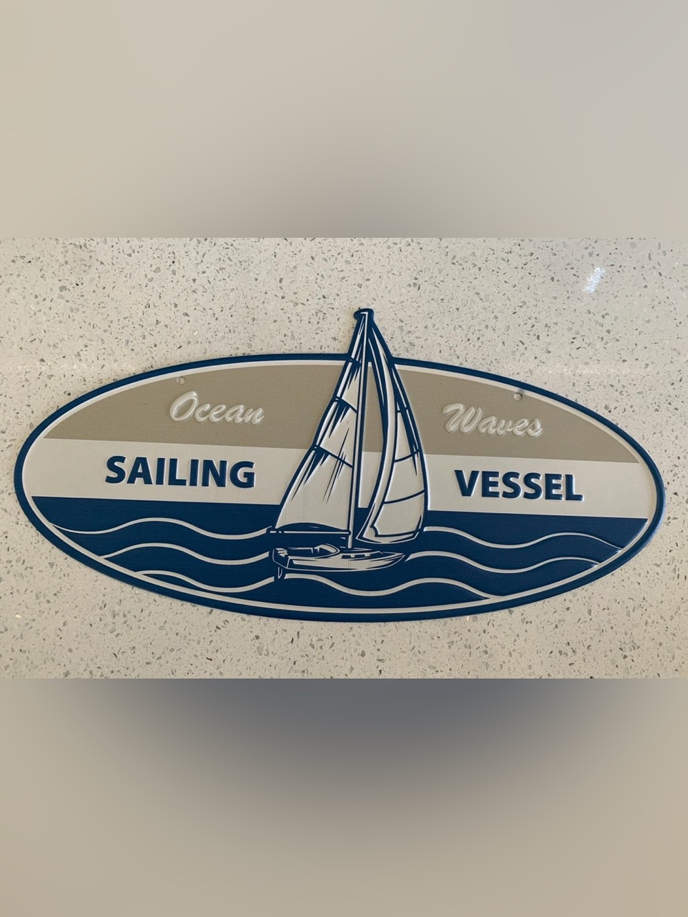 Metal Nautical Sailing Vessel Wall Décor - Blue and Cream Sailboat